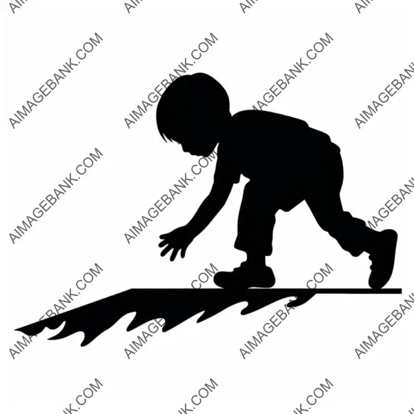 Pictogram Depicting a Crawling Child in Black