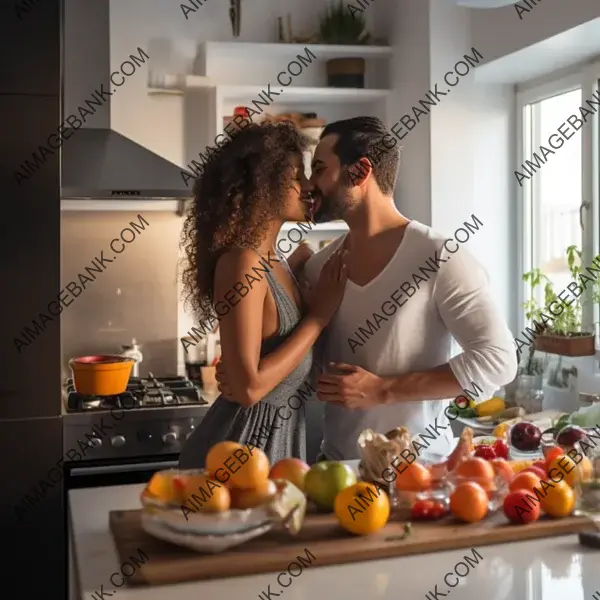 Interracial Passion: Couple&#8217;s Romantic Kiss Captured