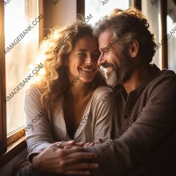 Joyful Embrace of Adult Couple: Holding Each Other&#8217;s Hands