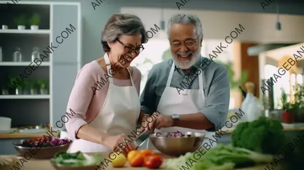 Elderly Couple Joyfully Cooking Together: A Recipe for Happiness