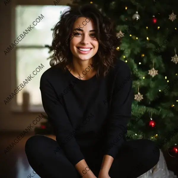 Beautiful Brunette Woman Sitting: Capturing Serenity and Grace