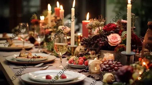 Candlelit Romance: Beautifully Set Table with Candles and Flowers