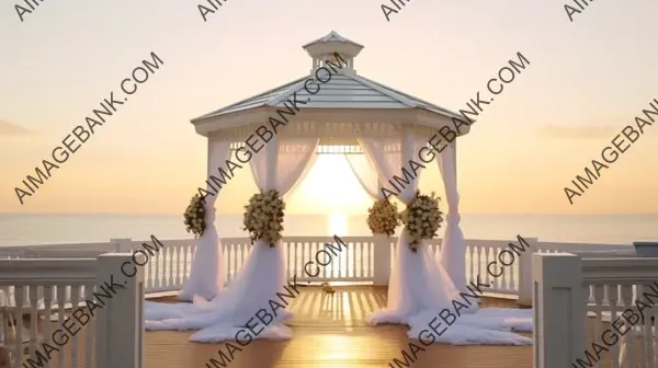 Romantic Nuptials: Beachfront Gazebo Wedding Ceremony by the Ocean