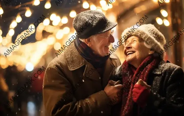 Holiday Serenity: Christmas Lights Stroll with an Elderly Couple