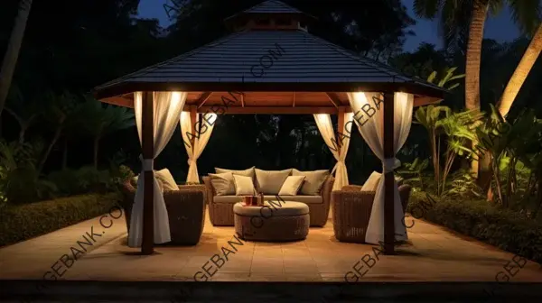 Contemporary Comfort: Outdoor Gazebo Adorned for Relaxation