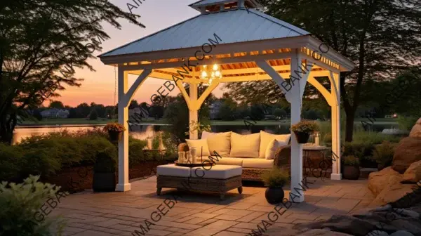 Relaxing Oasis: Contemporary Outdoor Gazebo with Comfortable Seating