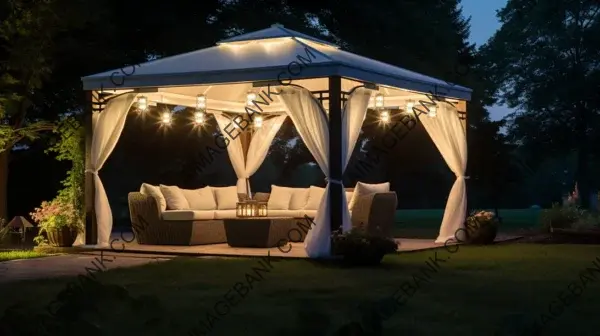 Outdoor Serenity: Gazebo Decked Out for Comfort and Relaxation