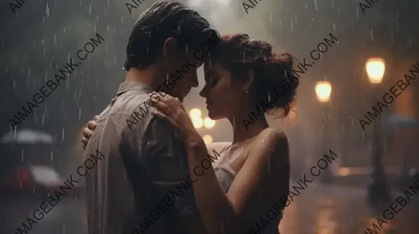 Rainy Romance: Couple Dancing with Passion