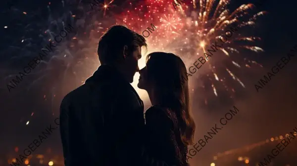 Enchanted by Vibrant Fireworks: Couple Captivated by Magical Display