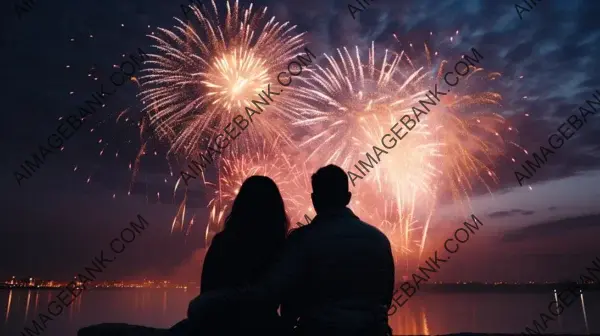 Captivated by Fireworks: Couple Enjoys a Vibrant and Magical Show