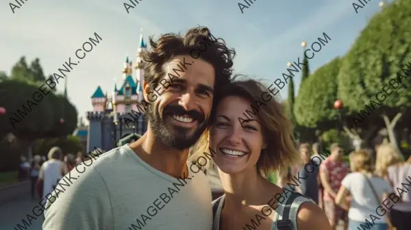 Disneyland Smiles: Couple in Their 30s Enjoying Magical Moments