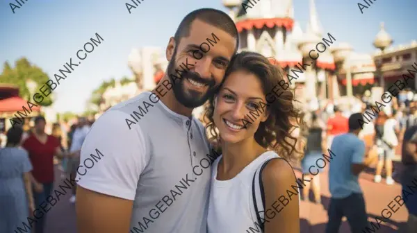 Joyful Times at Disneyland: Couple in Their 30s Creating Memories