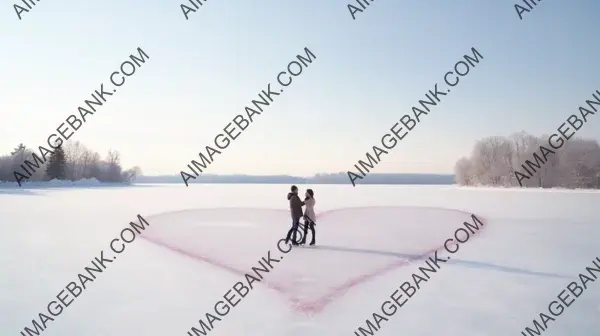 Skating Romance: Couple&#8217;s Enchanting Dance on a Heart-Shaped Ice Rink