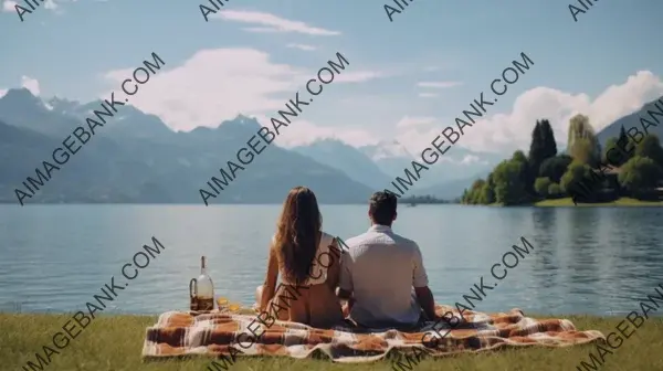 Nature&#8217;s Picnic: Couple Shares a Smiling and Cozy Meal Together