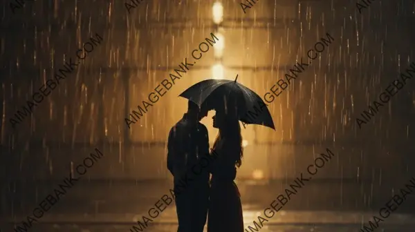 Rainy Day Affection: Couple&#8217;s Heartwarming Embrace Under an Umbrella