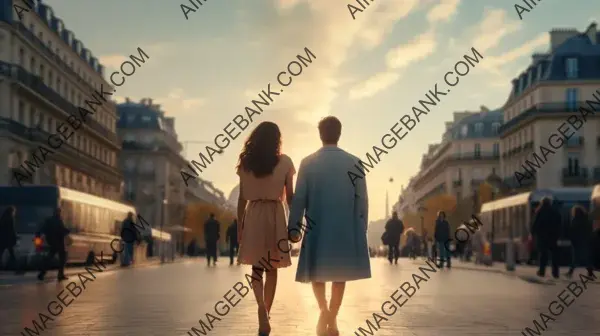 Parisian Love Story: Couple&#8217;s Enchanting Hand-in-Hand Walk in Paris