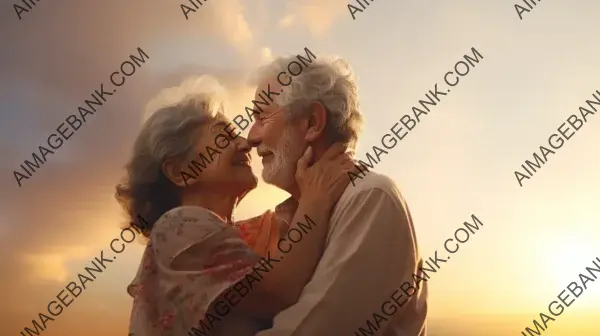 Warm Embrace Under the Sun: Elderly Couple Shares Love and Affection