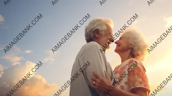 Love in the Light: Elderly Couple&#8217;s Heartfelt Embrace in Radiant Surroundings