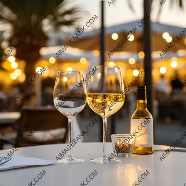 Elegant Dining: Outdoor Restaurant Table Set with Glassware