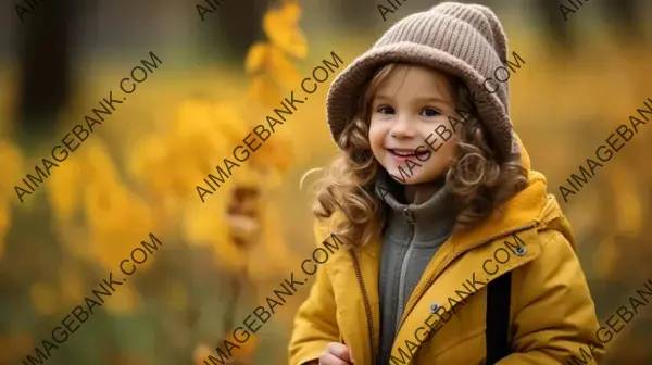 Autumn Joy: Cute Little Girl in a Well-Lit Park
