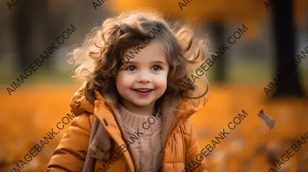 Autumn Adventures: Little Girl Exploring a Park