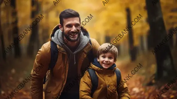 Cherished Moments: Father and Son in an Autumn Setting