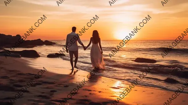 Beachside Romance: Couple Sharing an Intimate Hand-Holding Moment