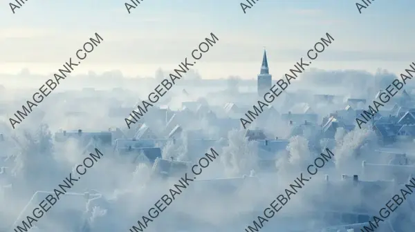 Chilly Cityscape: Town Covered in Snowy Extreme Weather