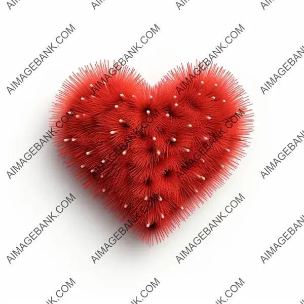 Playful 3D Hairy Heart Cartoon Object in White