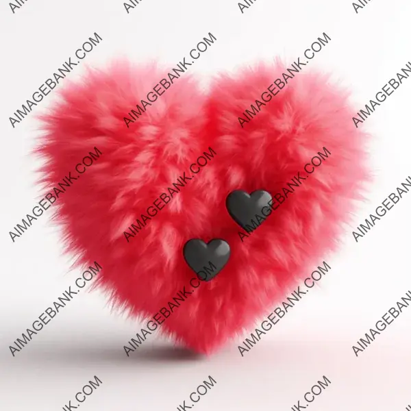 Cute 3D Hairy Heart Illustration in Cartoon Style