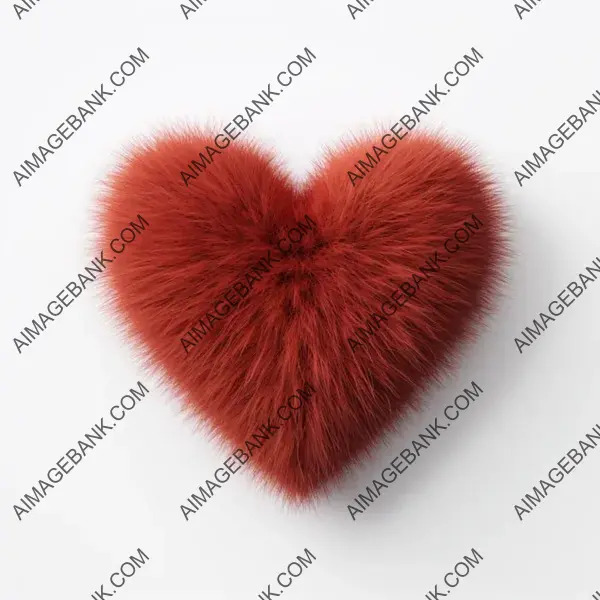 Whimsical 3D Hairy Heart Object in Cartoon Style