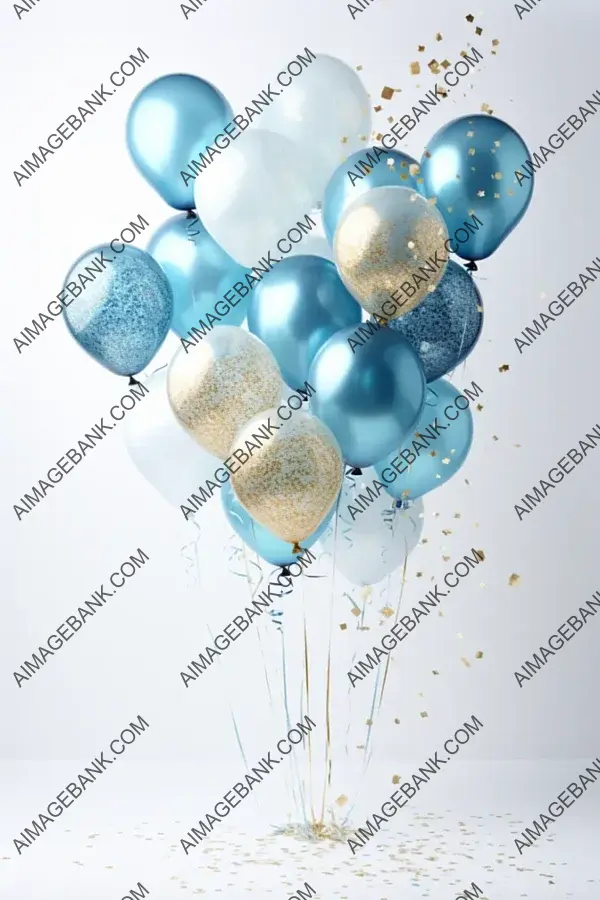 Glittering Blue and White Balloons for Celebration