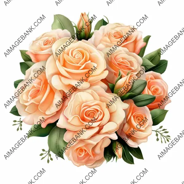 Bouquet of Peach Roses Clipart