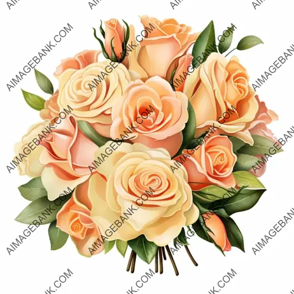 Romantic Bouquet of Peach-Colored Roses