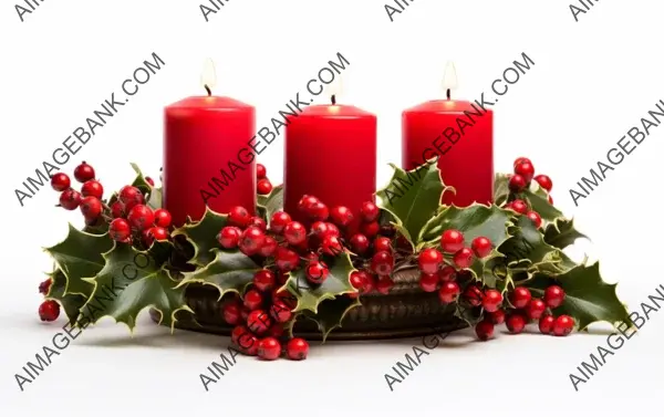 Watercolor Illustration of a Christmas Candle Centerpiece