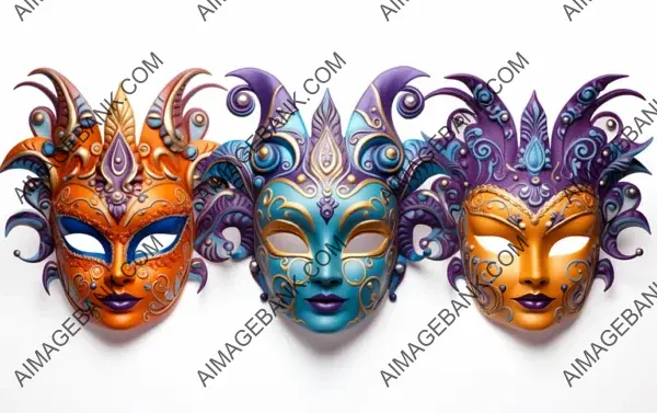 Watercolor New Year Masks Illustration