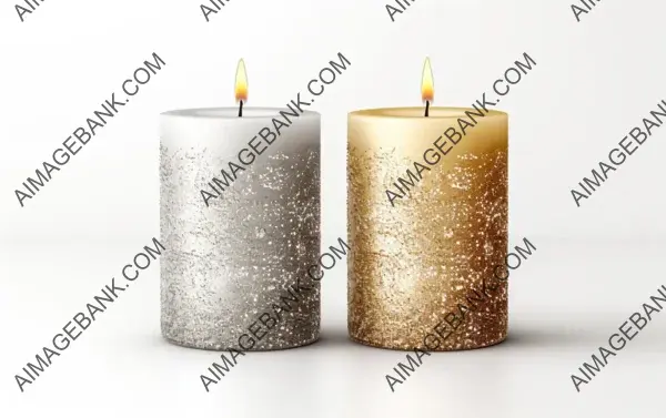 Watercolor Illustration of Glittering Christmas Pillar Candles