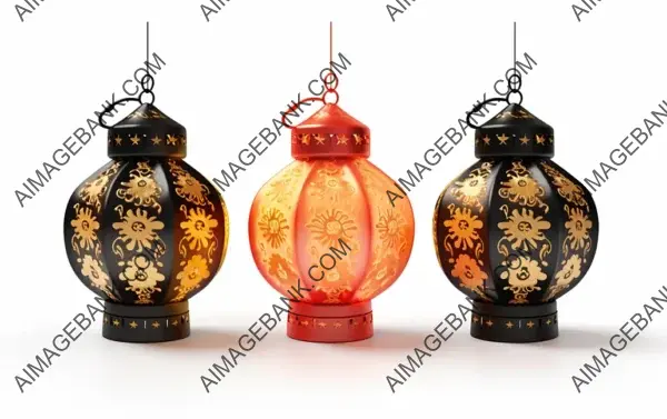 Glowing New Year Lanterns Isolated on White