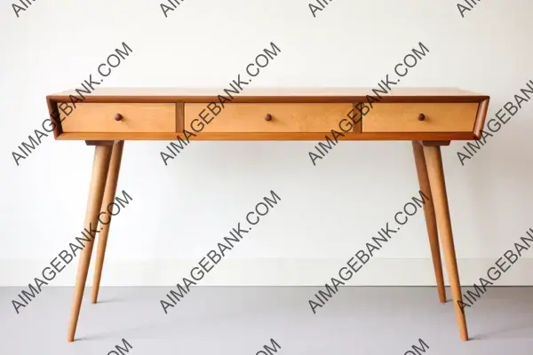 Vintage Maple Wood Desk with Isolated Background