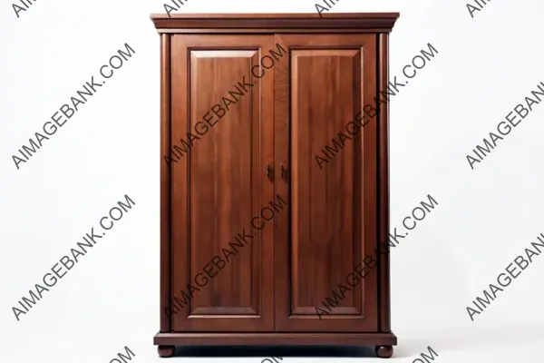 Minimalist Mahogany Wardrobe Isolated on White Background