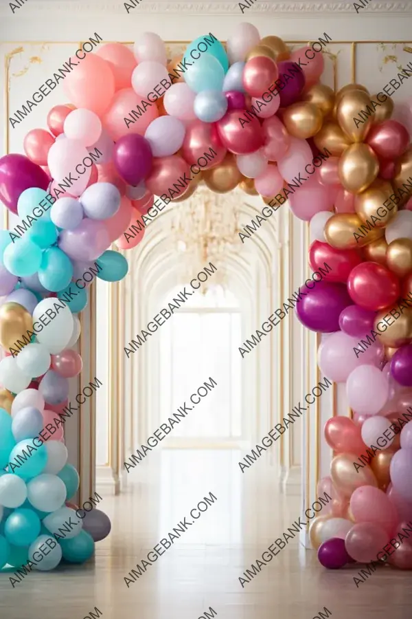 Bunch of Multicolored Metallic Balloons in White Background