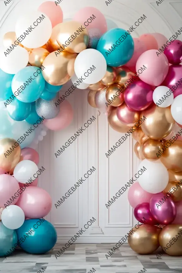 Collection of Shiny Metallic Balloons with Isolated Background