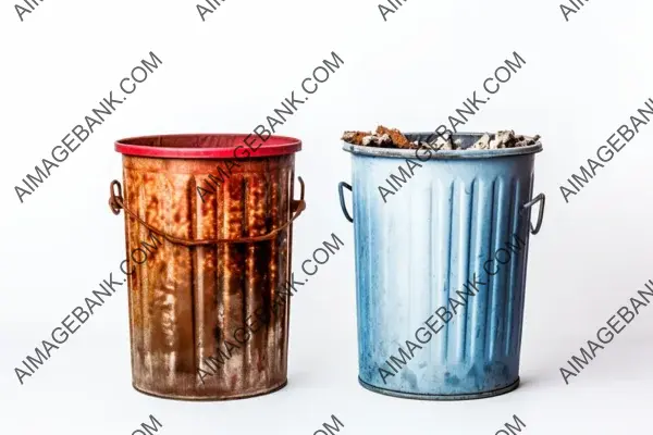 Trash Cans Isolated on White Background