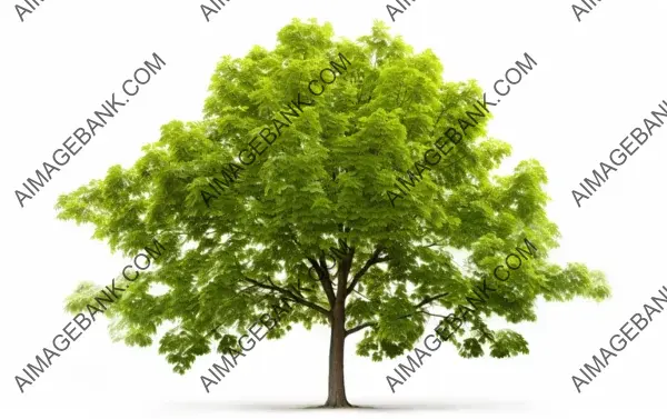 Isolated Maple Tree: Verdant Green Leaves in Rich Abundance