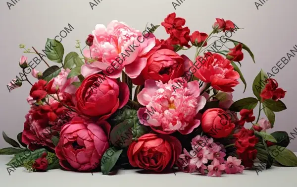 The Beauty of Nature: Vibrant Red Roses and Delicate Pink Peonies