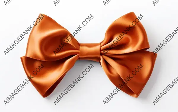 Elegant Burnt Orange Silk Bow on White Background