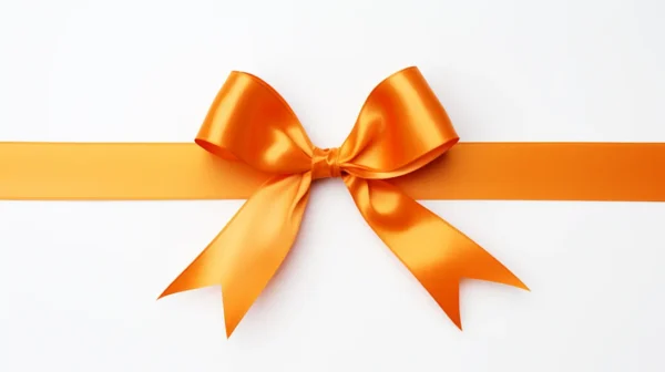 Large Orange Ribbon Bow with Extended Left Streamers