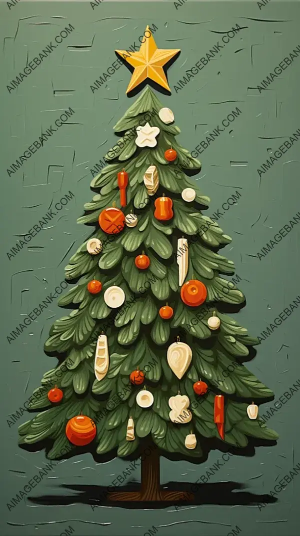 Tis the Season: Heavy Impasto Oil Painting of a Relief Christmas Tree