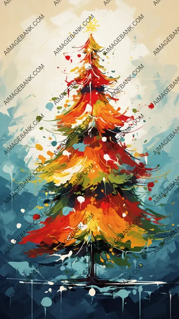 Merry and Bright: Heavy Impasto Oil Painting of a Relief Christmas Tree