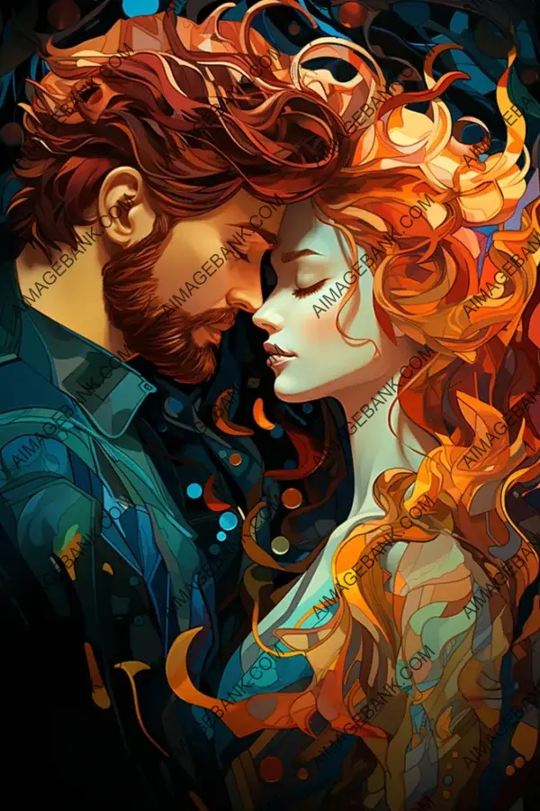 Romantic Artwork: Beautiful Couple Illustration